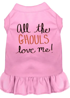 All The Ghouls Screen Print Dog Dress Light Pink Med (12)