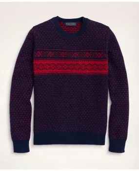 Brooks Brothers Men's Big & Tall Merino Wool Fair Isle Sweater Navy/Red