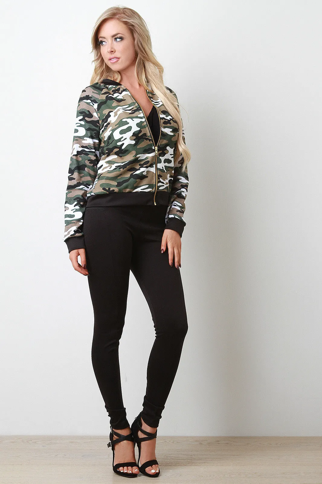 Camouflage Long Sleeves Bomber Jacket