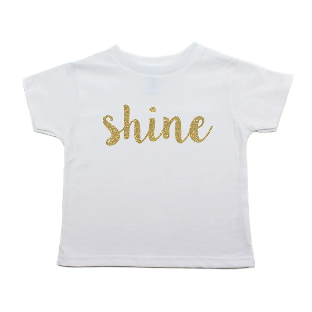 Christmas Shine with Gold Glitter Toddler Short Sleeve T-Shirts