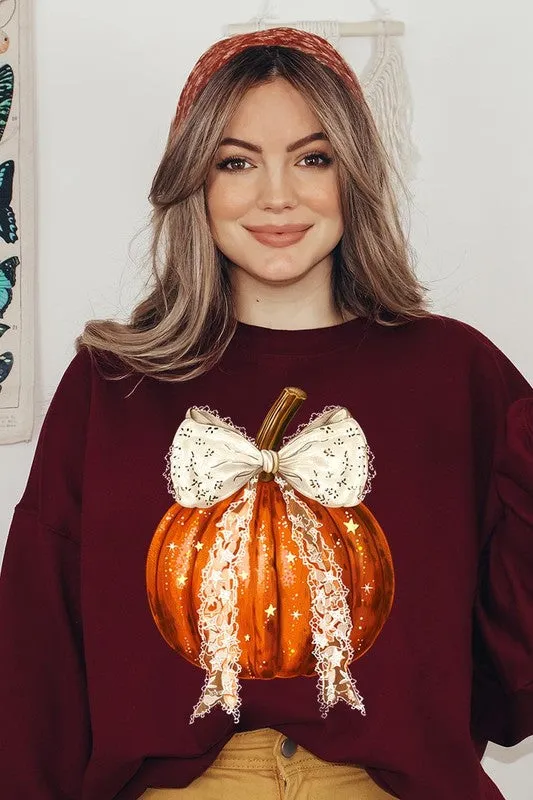 Coquette bow Halloween Pumpkin Fleece Sweatshirts