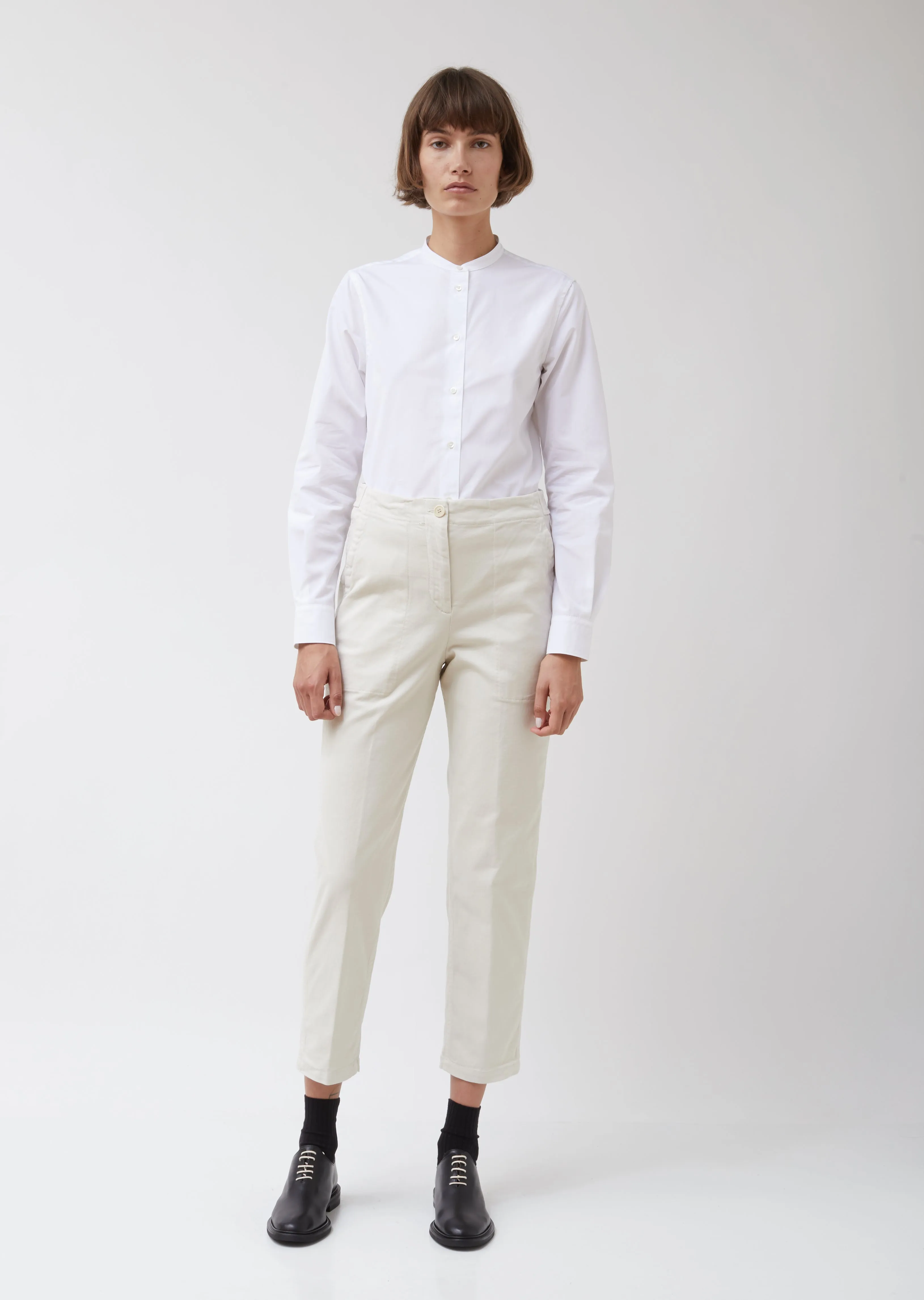 Cream Cotton Twill Trousers