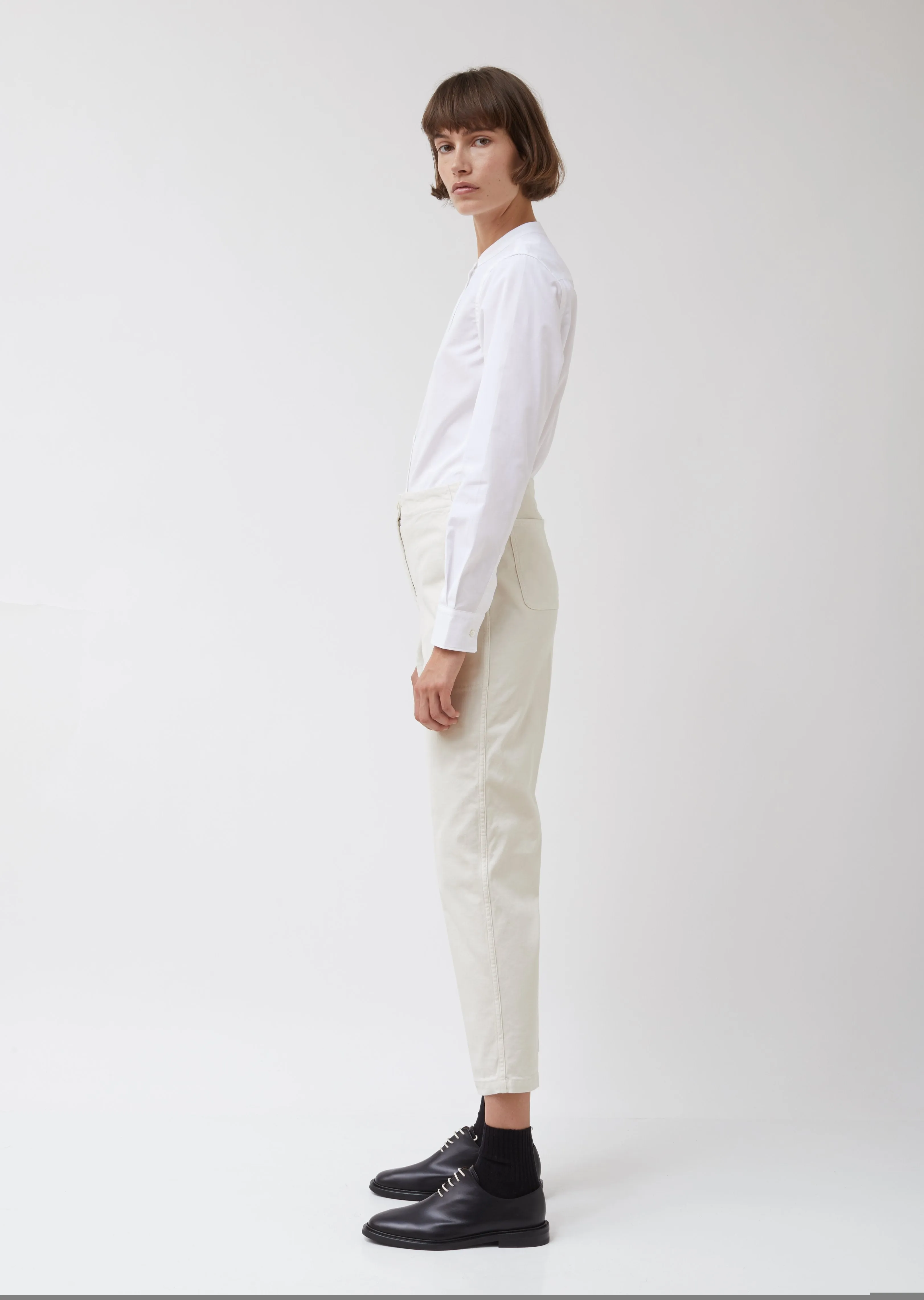 Cream Cotton Twill Trousers