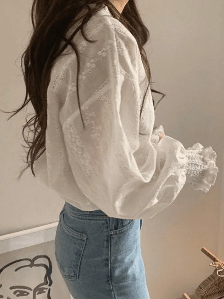 Crochet Lace Long Sleeve Blouse