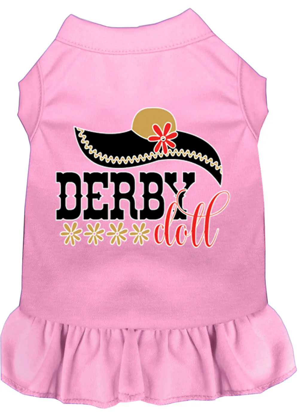 Derby Doll Screen Print Dog Dress Light Pink Sm (10)