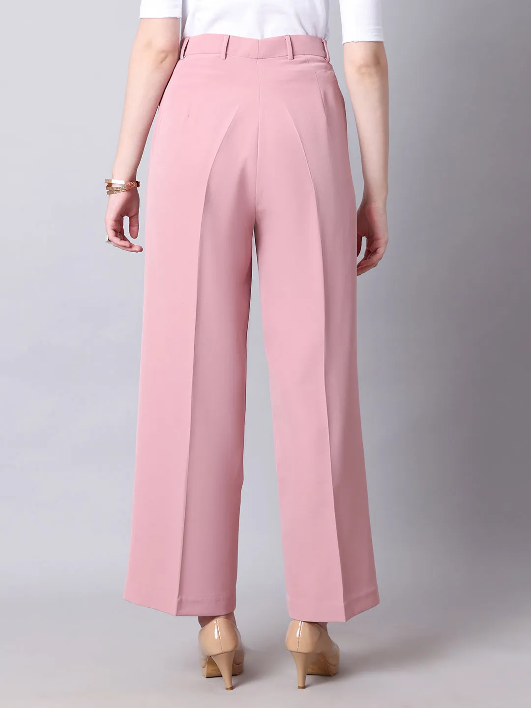 Dusty Pink Blended Empowered Chic Wide Leg Trouser