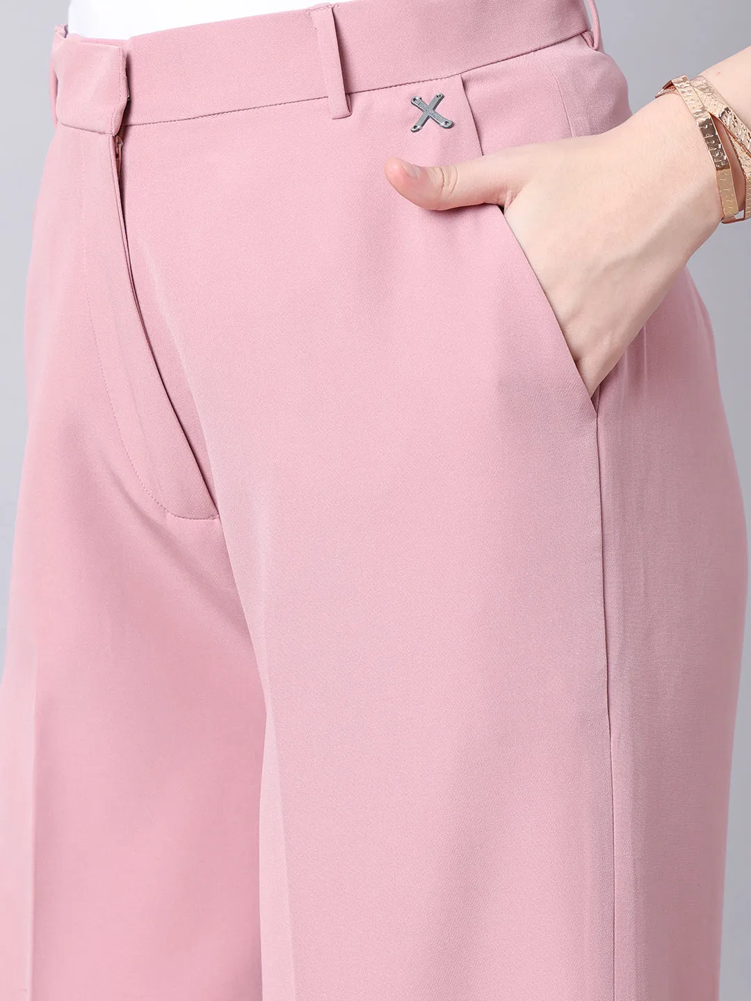 Dusty Pink Blended Empowered Chic Wide Leg Trouser