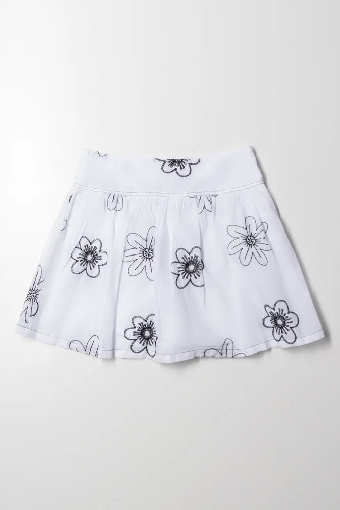 Embroidered Skort White