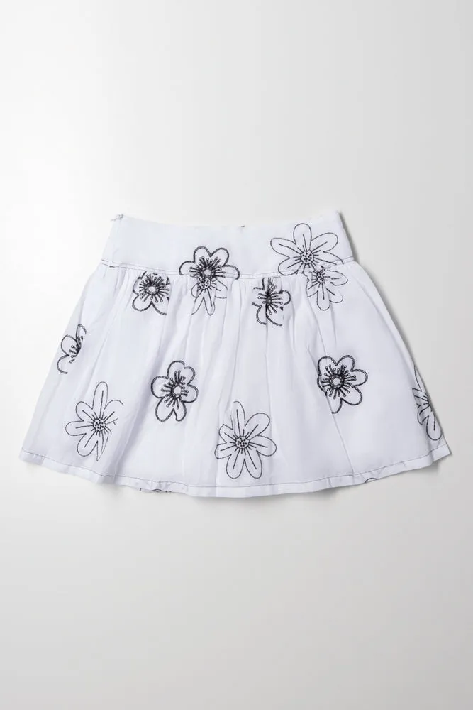 Embroidered Skort White