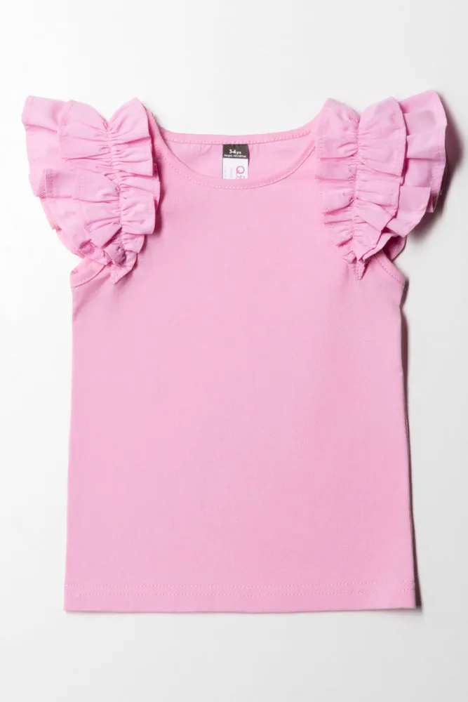 Frill Sleeve Top Pink