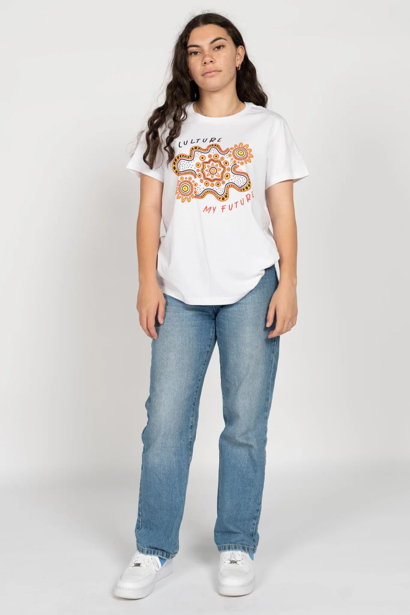 Gather and Thrive White Cotton Crew Neck Women's T-Shirt