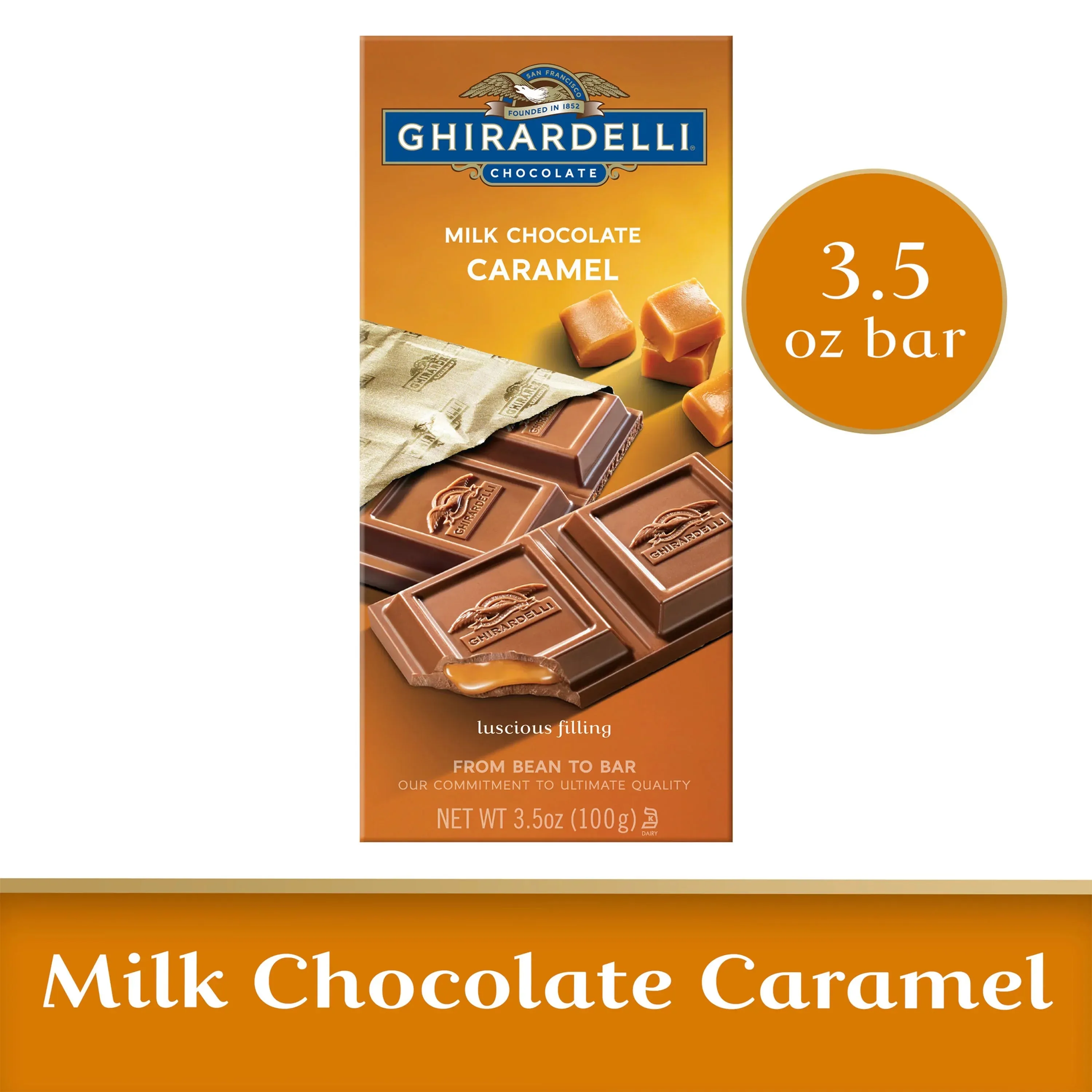 Ghirardelli Milk Chocolate Caramel Bars (Case of 10 - 4.8 oz Each)