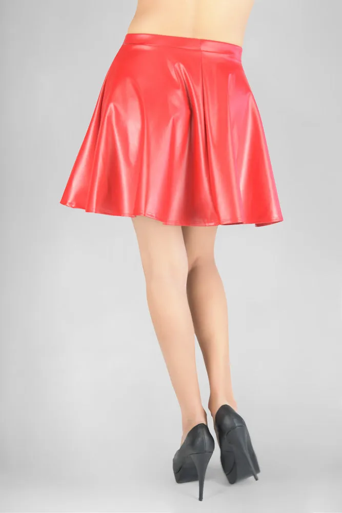 Hot Vegan Leather Skater Style Swing Skirt