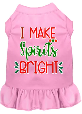 I Make Spirits Bright Screen Print Dog Dress Light Pink Lg