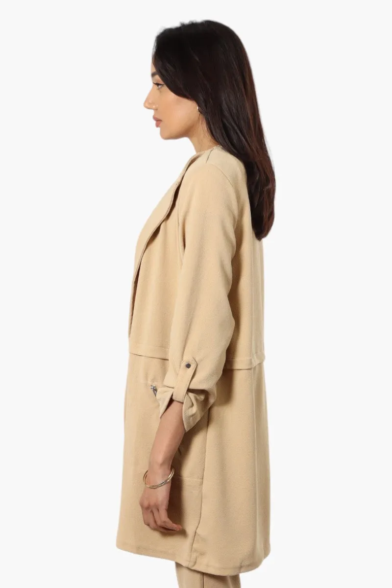 Impress Roll Up Sleeve Long Blazer - Beige