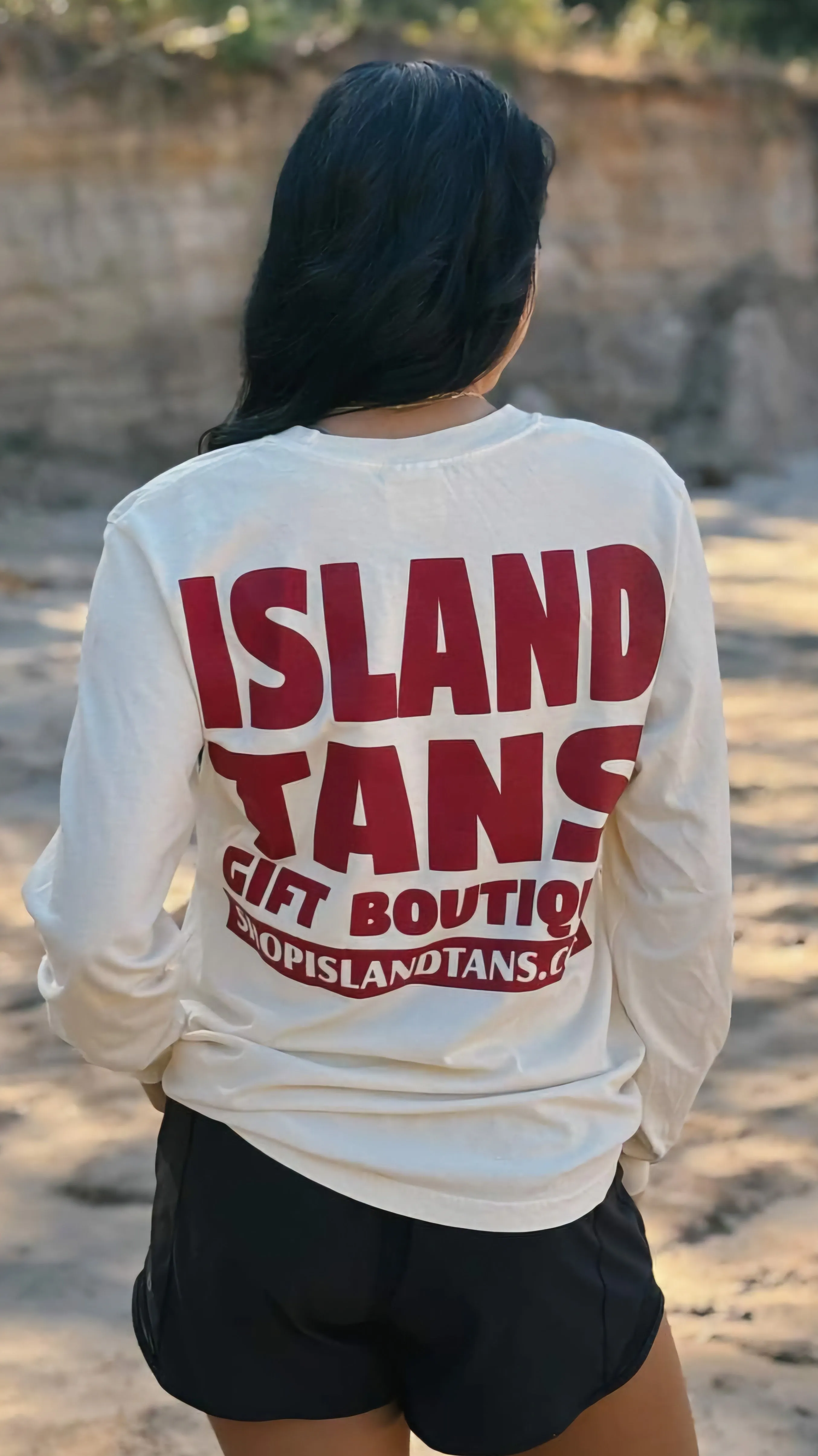 Island Tans Long Sleeve Logo Tee in Cream