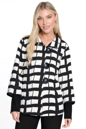 Jacquard Zip Neck Tunic - Black/White