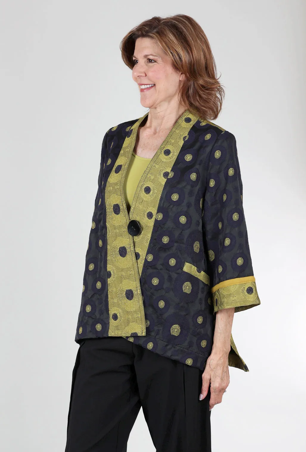 Kimono Event Jacket, Navy/Kiwi