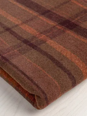 Large Plaid Melton Wool Blend Deadstock - Orange   Olive   Bordeaux