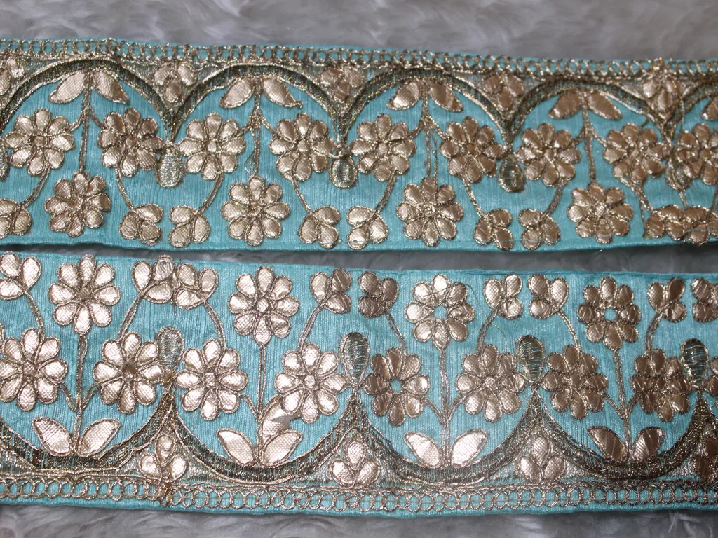 Light Blue Floral Gota Work Border