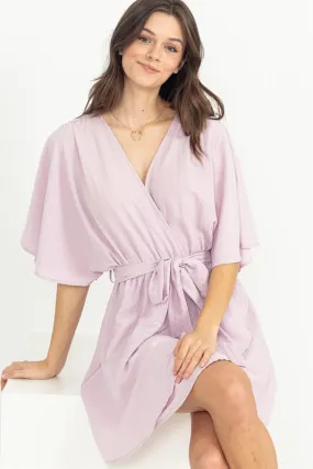 Lilac Beyond Chic Belted Wrap Mini Dress