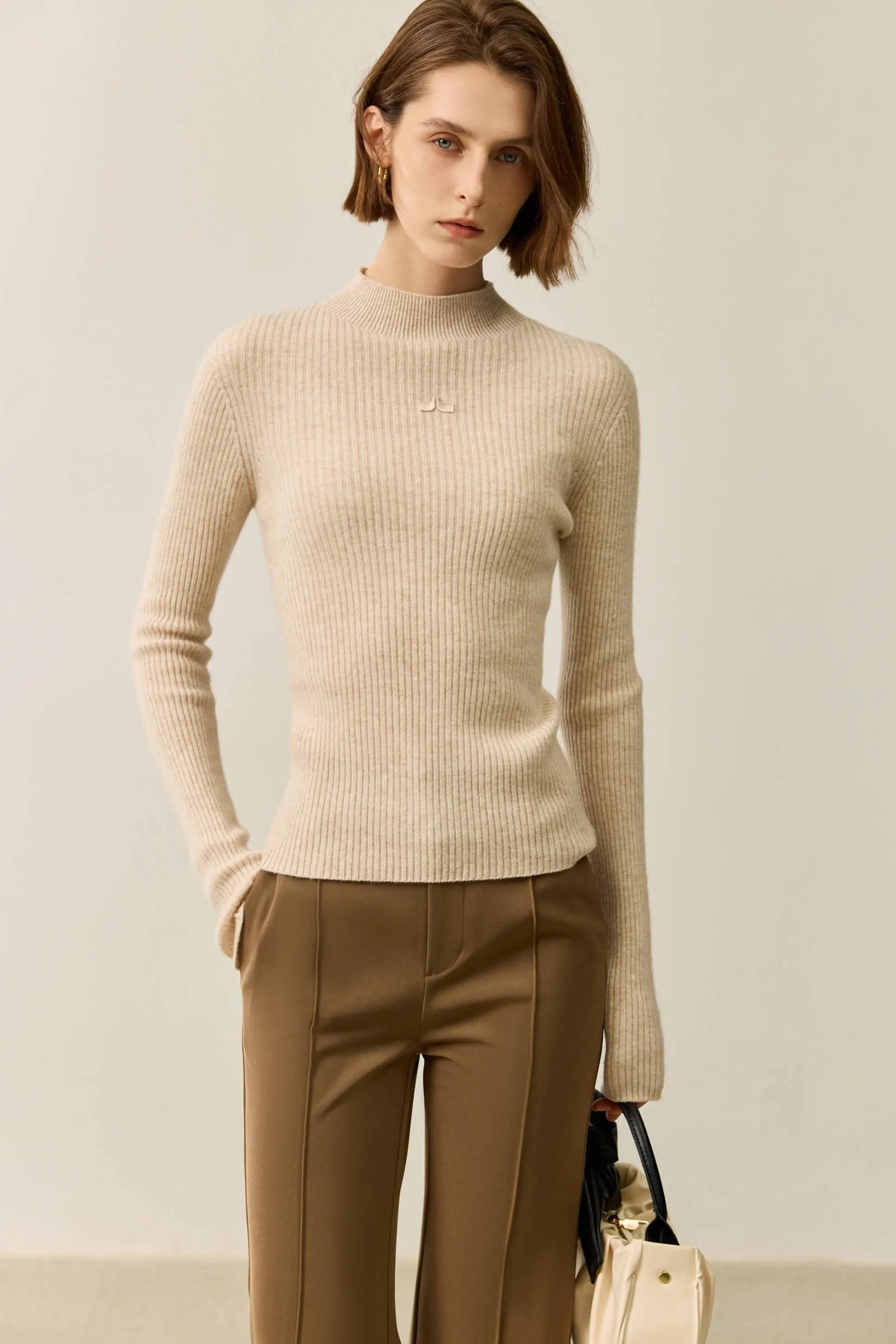 LILY Merino Wool Versatile Half-Turtleneck Sweater