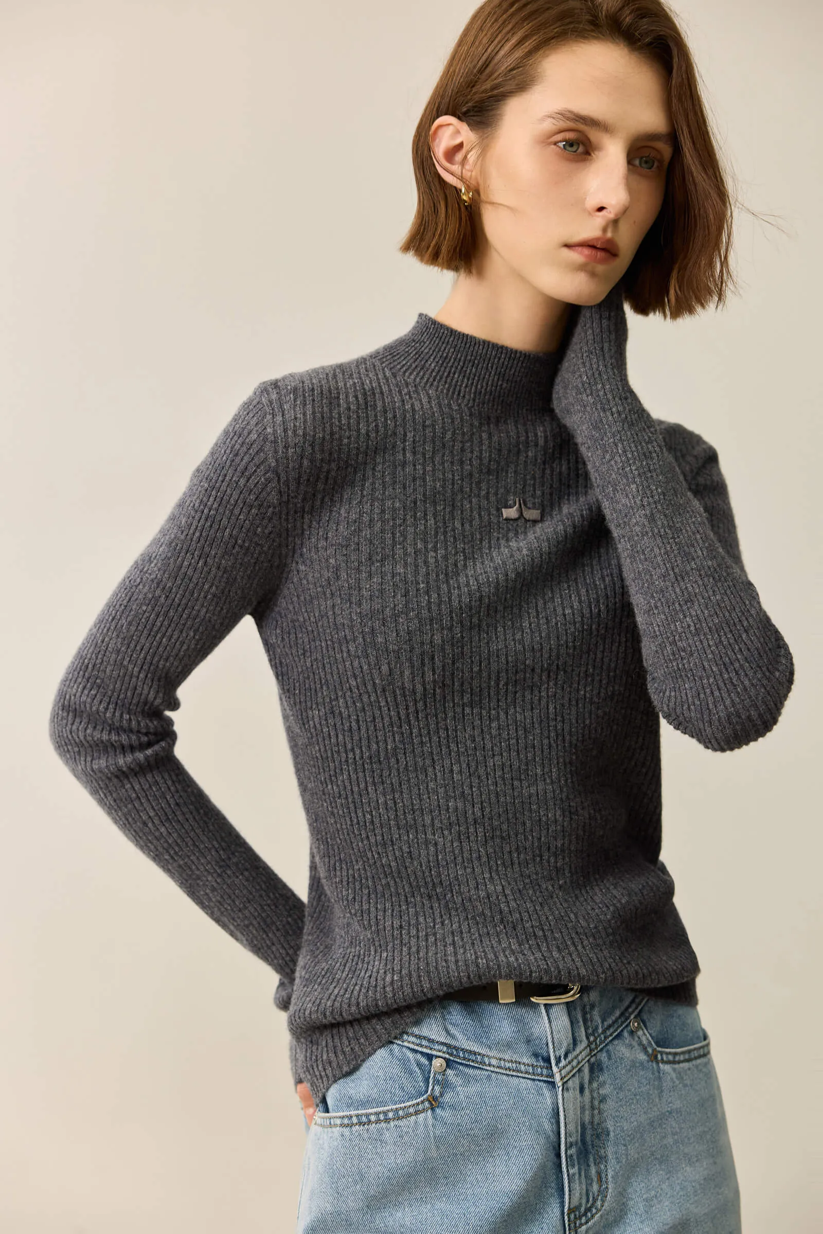 LILY Merino Wool Versatile Half-Turtleneck Sweater