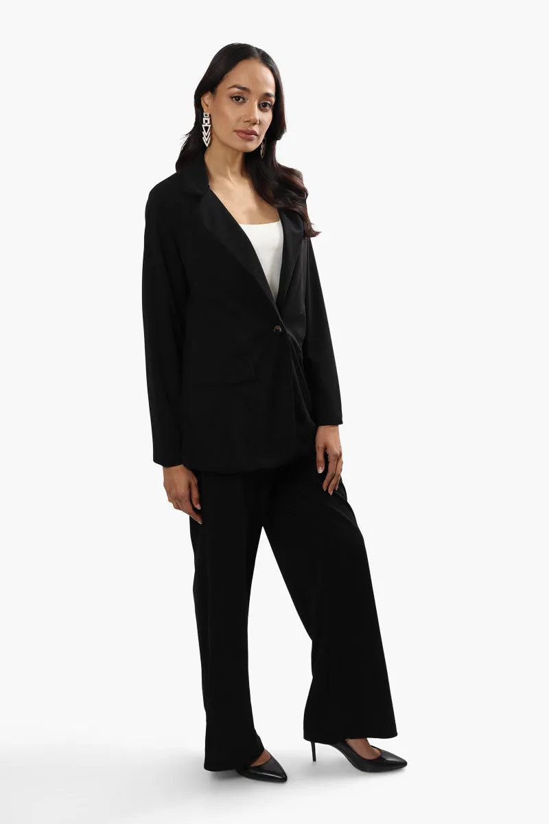 Limite Solid Single Button Blazer - Black