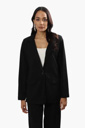 Limite Solid Single Button Blazer - Black