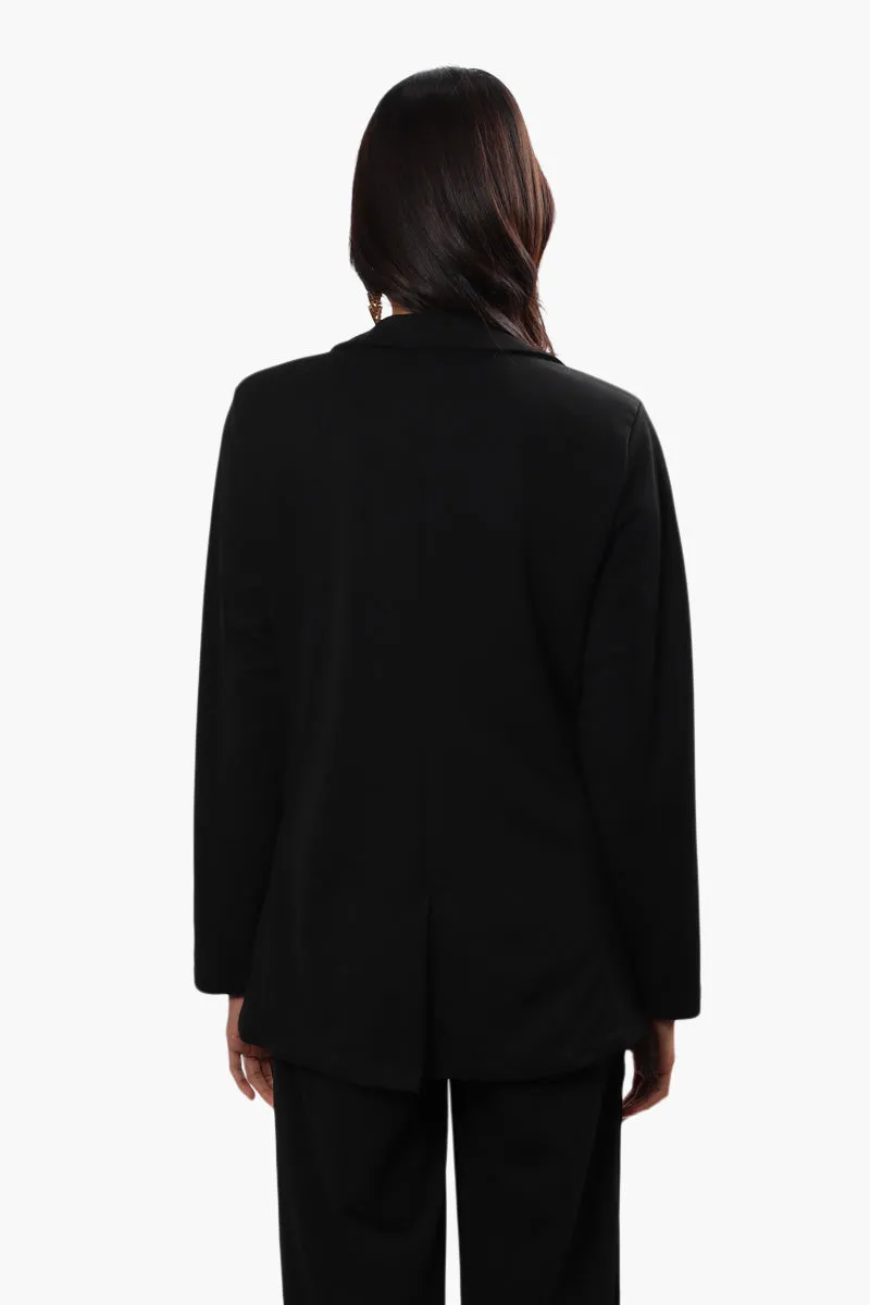 Limite Solid Single Button Blazer - Black