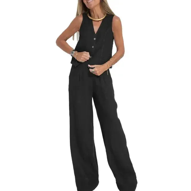 Lois | Stylish loose set (vest   pants)