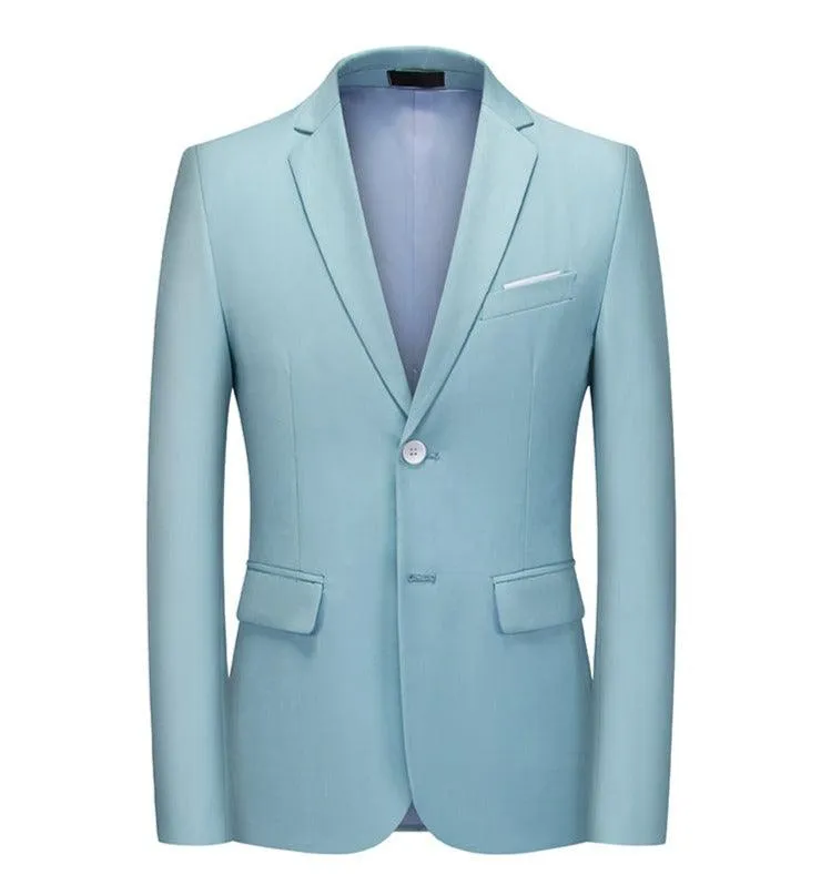 Men Blazer - 1-Button Style Formal Blazer - Light Blue