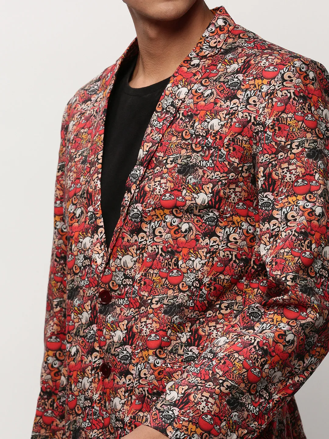 Men Rust Printed Casual Blazers