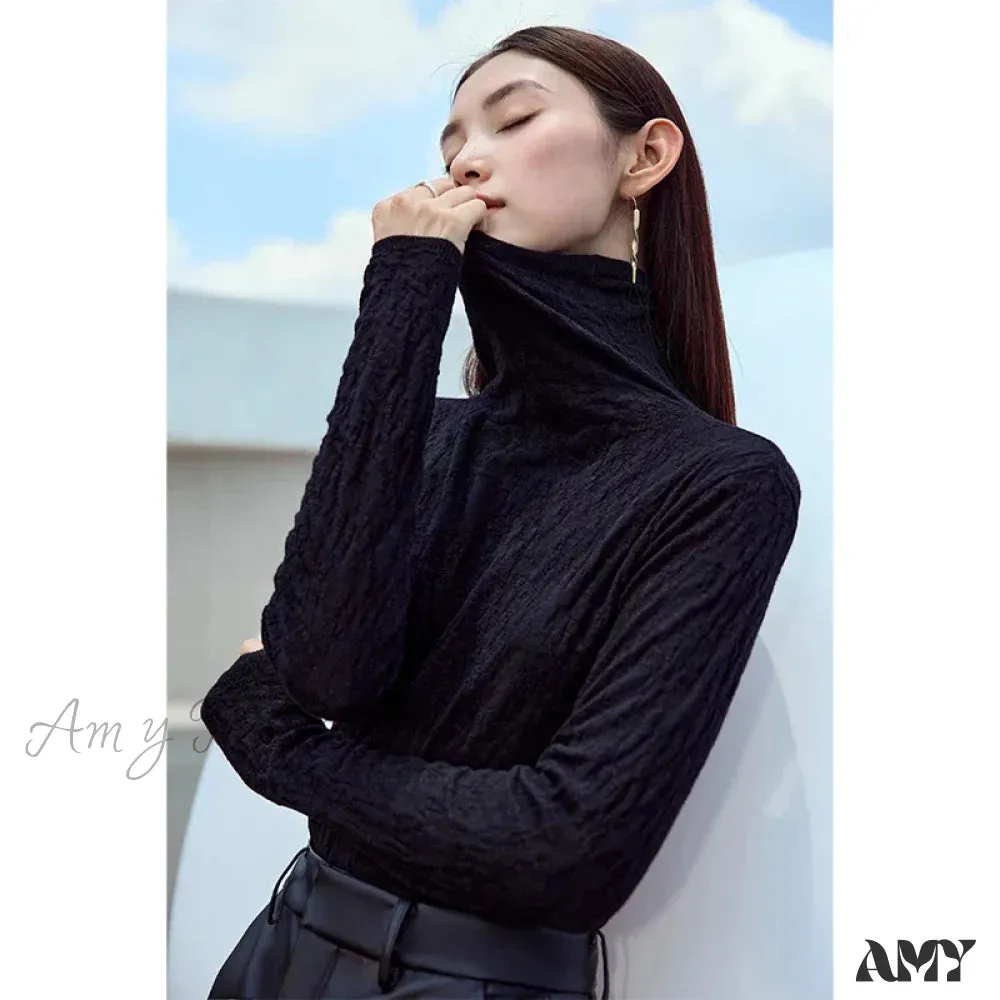 Minimalist 2024 Autumn Winter Slim Warm Solid Long Sleeve Simple Stylish Chic Comfortable Cozy Sweater