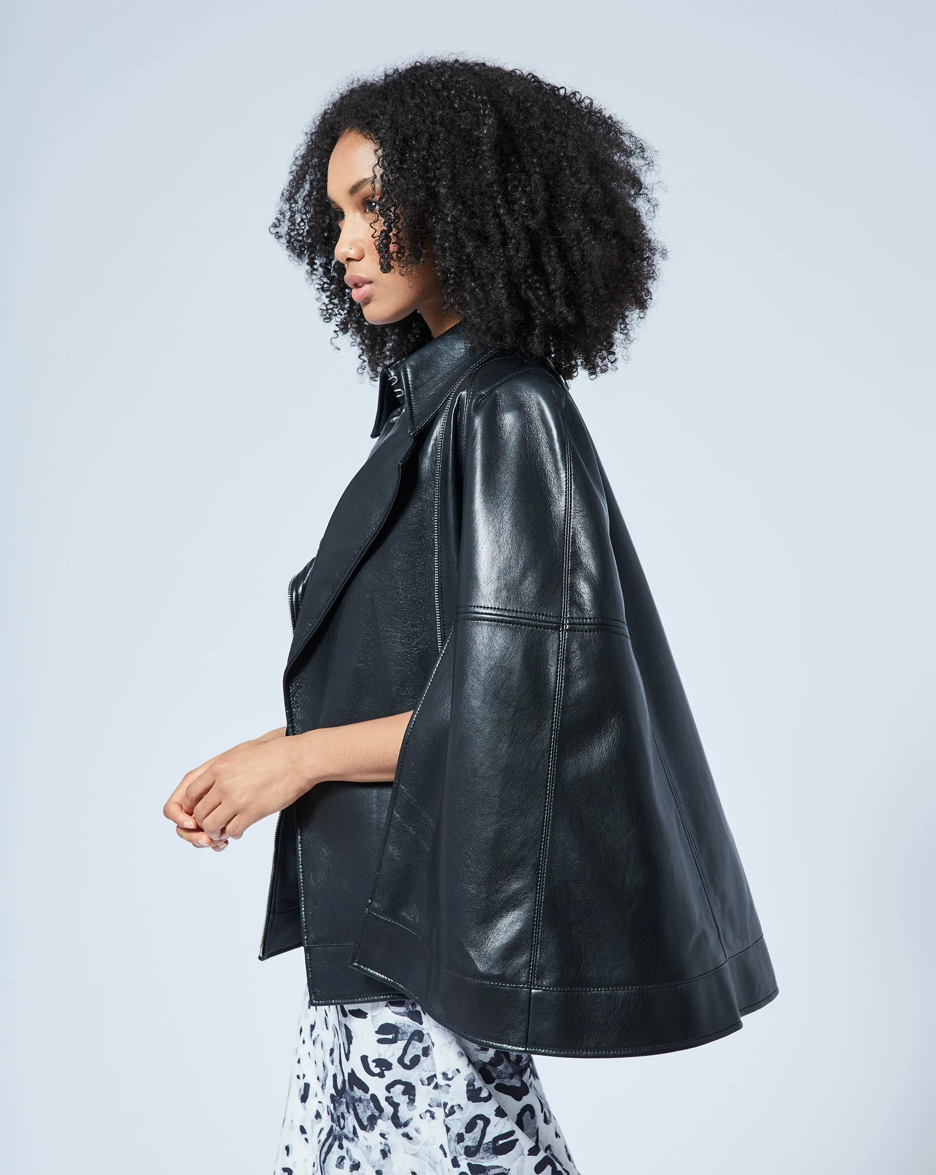 Moto Recycled Leather Cape