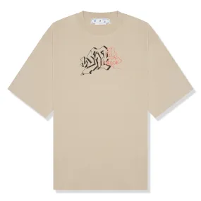 Off-White Graffiti Print Beige T Shirt