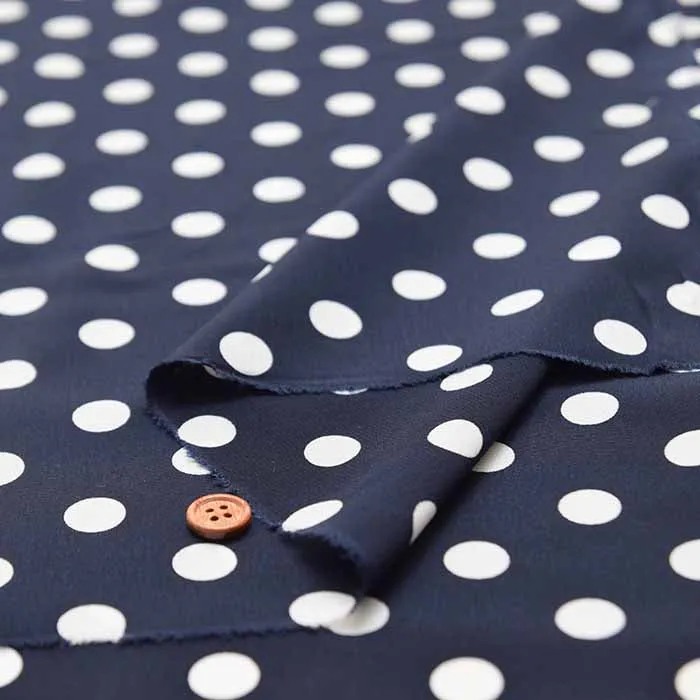 Polyester Feminine De Chine Print Fabric - Polka Dots