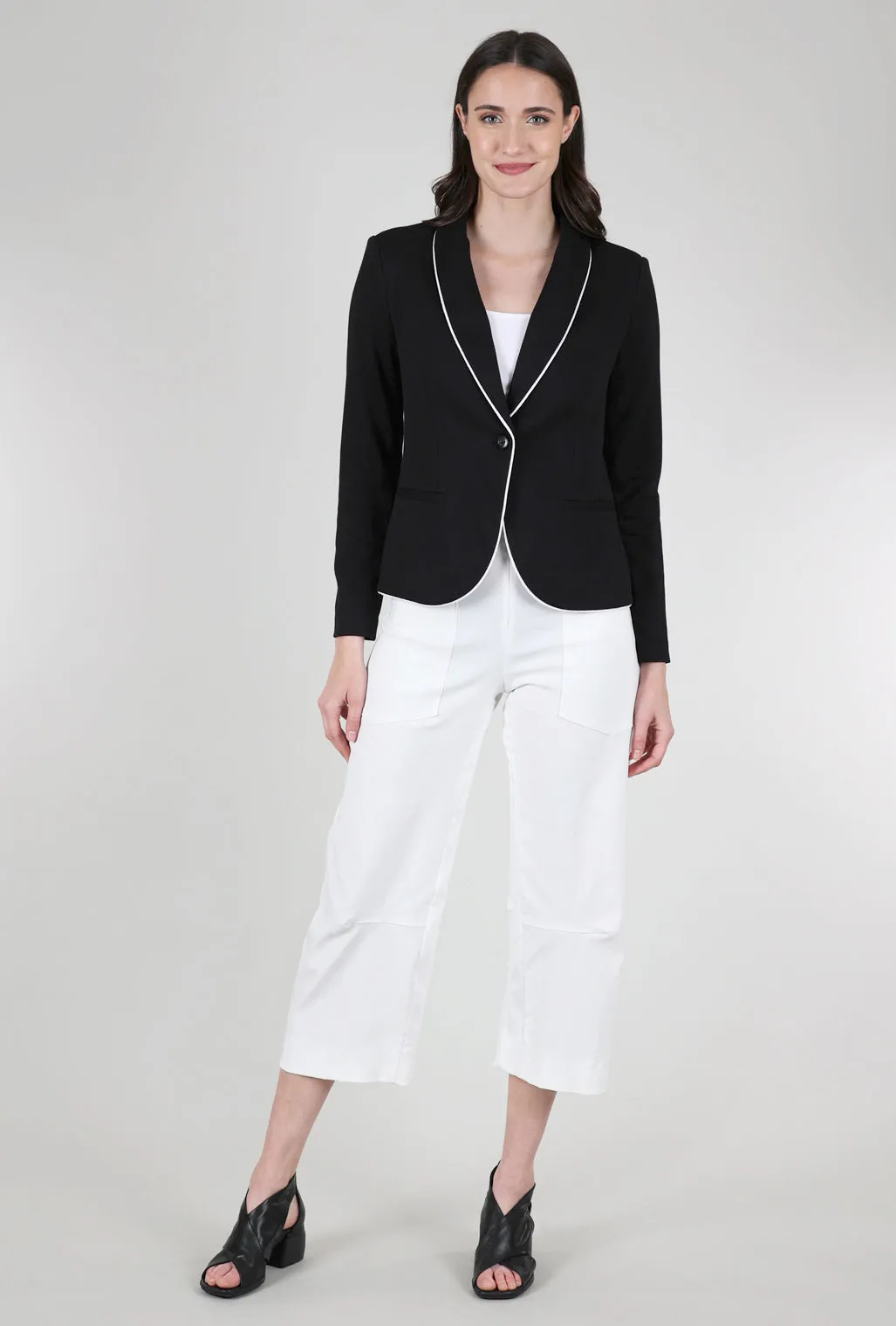 Remi Pique Corded Blazer, Black