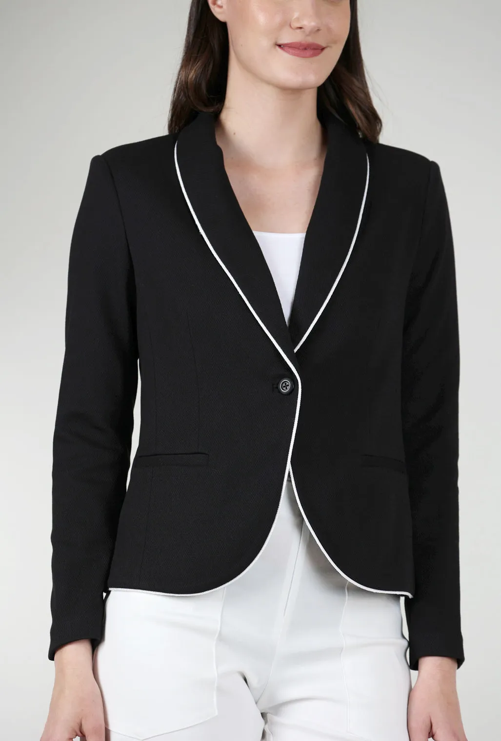 Remi Pique Corded Blazer, Black