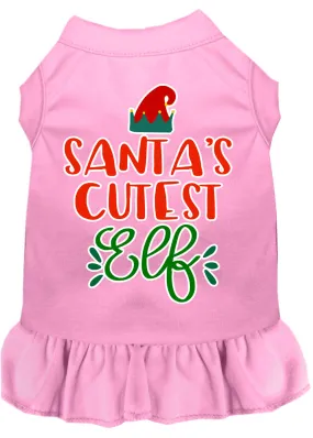 Santa's Cutest Elf Screen Print Dog Dress Light Pink Xs