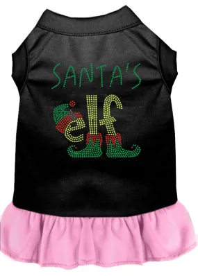 Santa's Elf Rhinestone Dog Dress Black With Light Pink Sm (10)