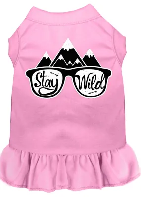 Stay Wild Screen Print Dog Dress Light Pink Xs (8)