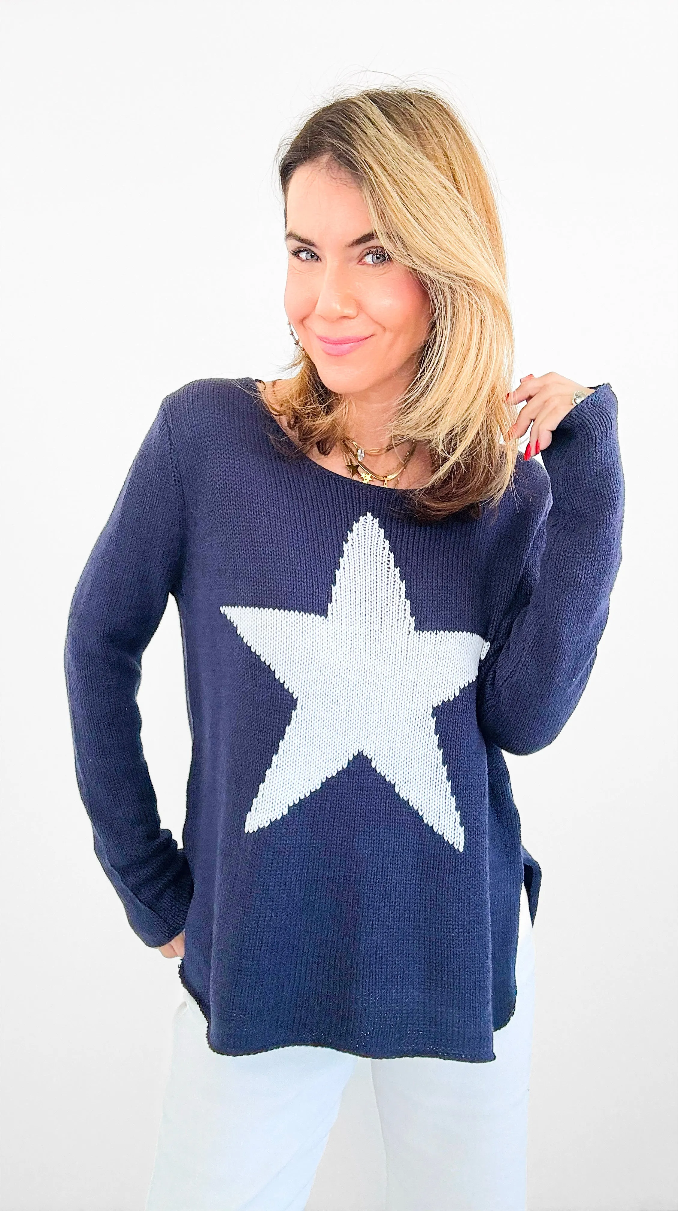 Superstar Knit Sweater - Navy/Ivory