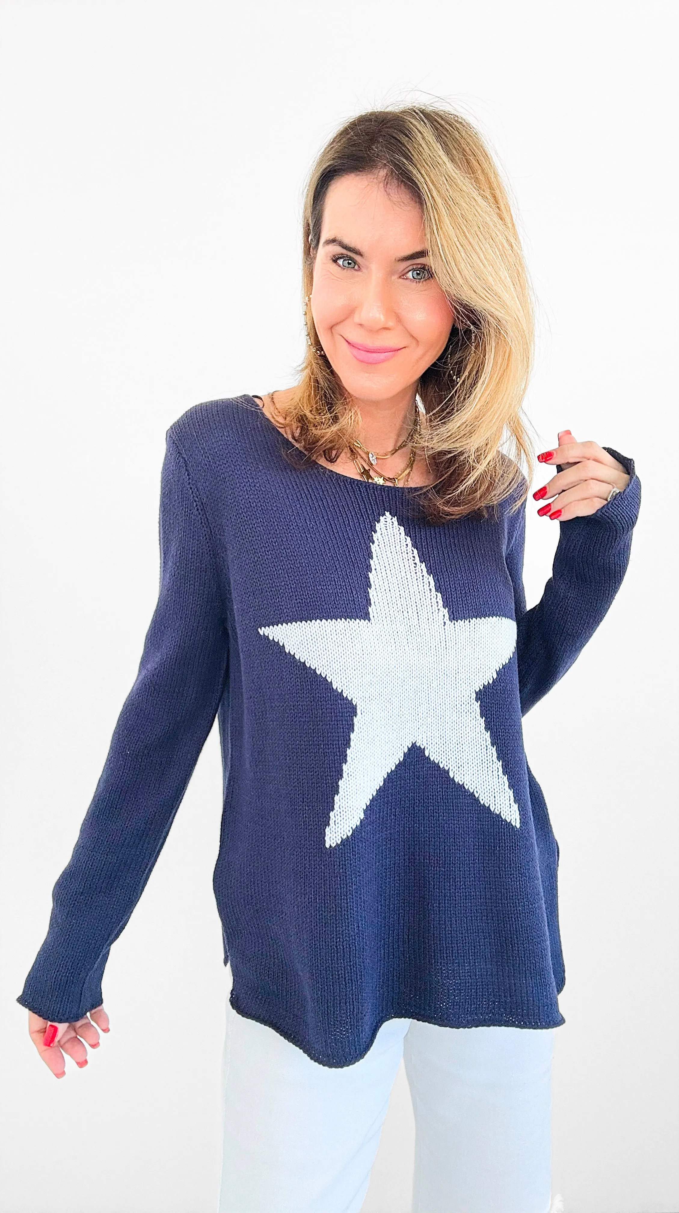 Superstar Knit Sweater - Navy/Ivory