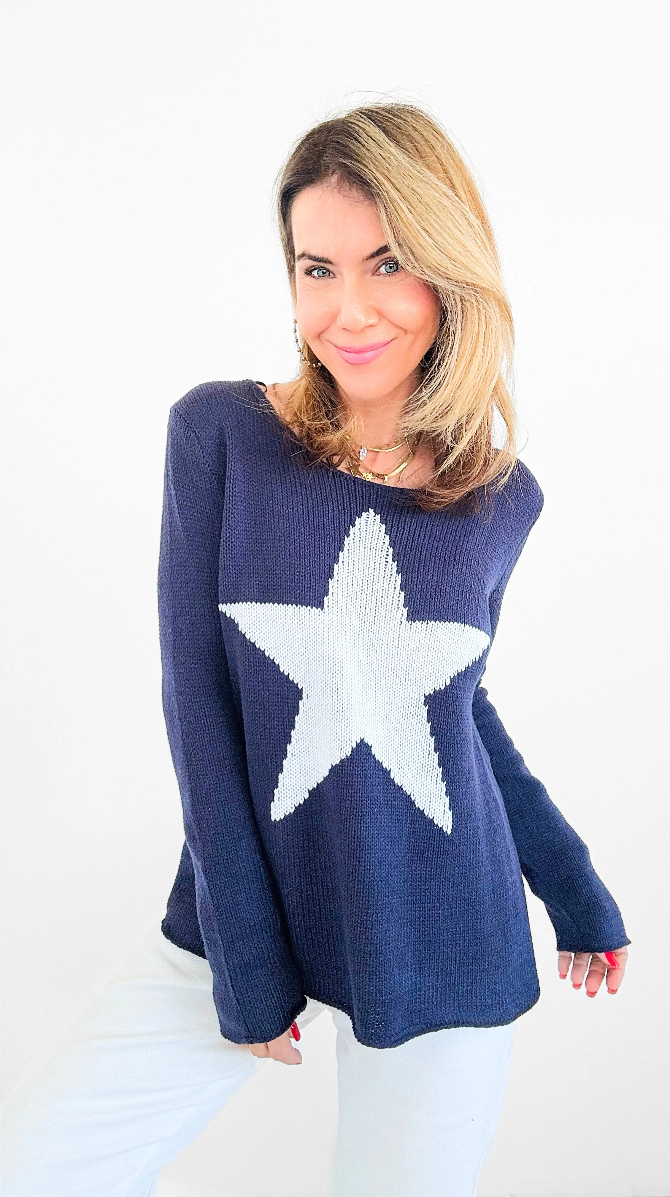 Superstar Knit Sweater - Navy/Ivory