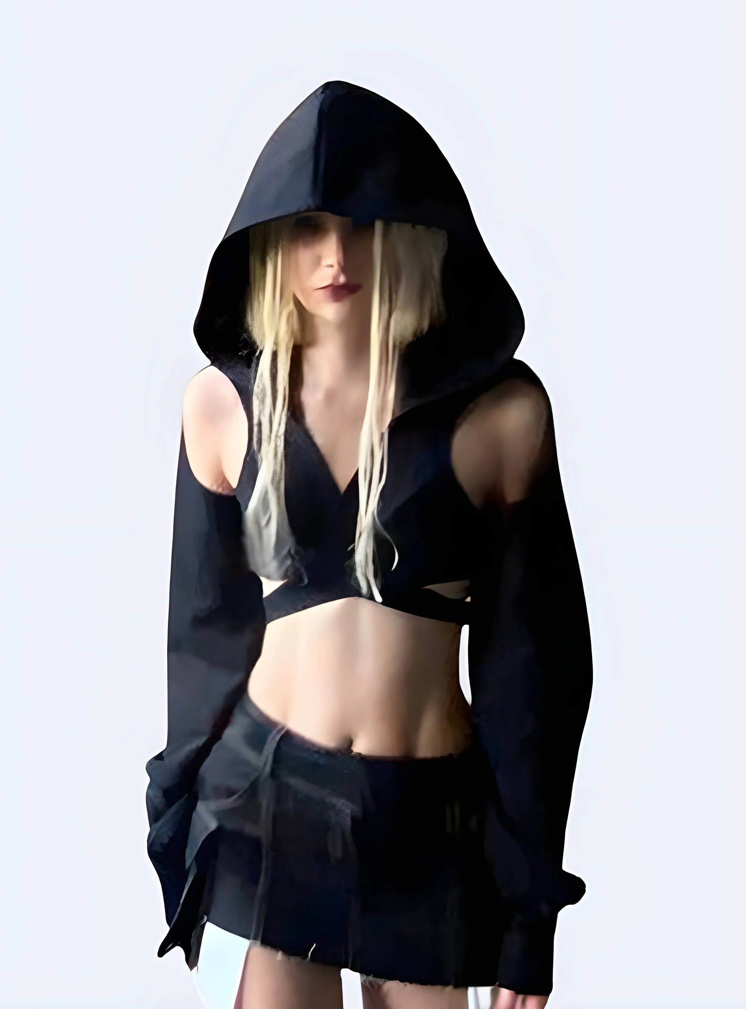 Techwear Women's Darkwear Hood Crop Top