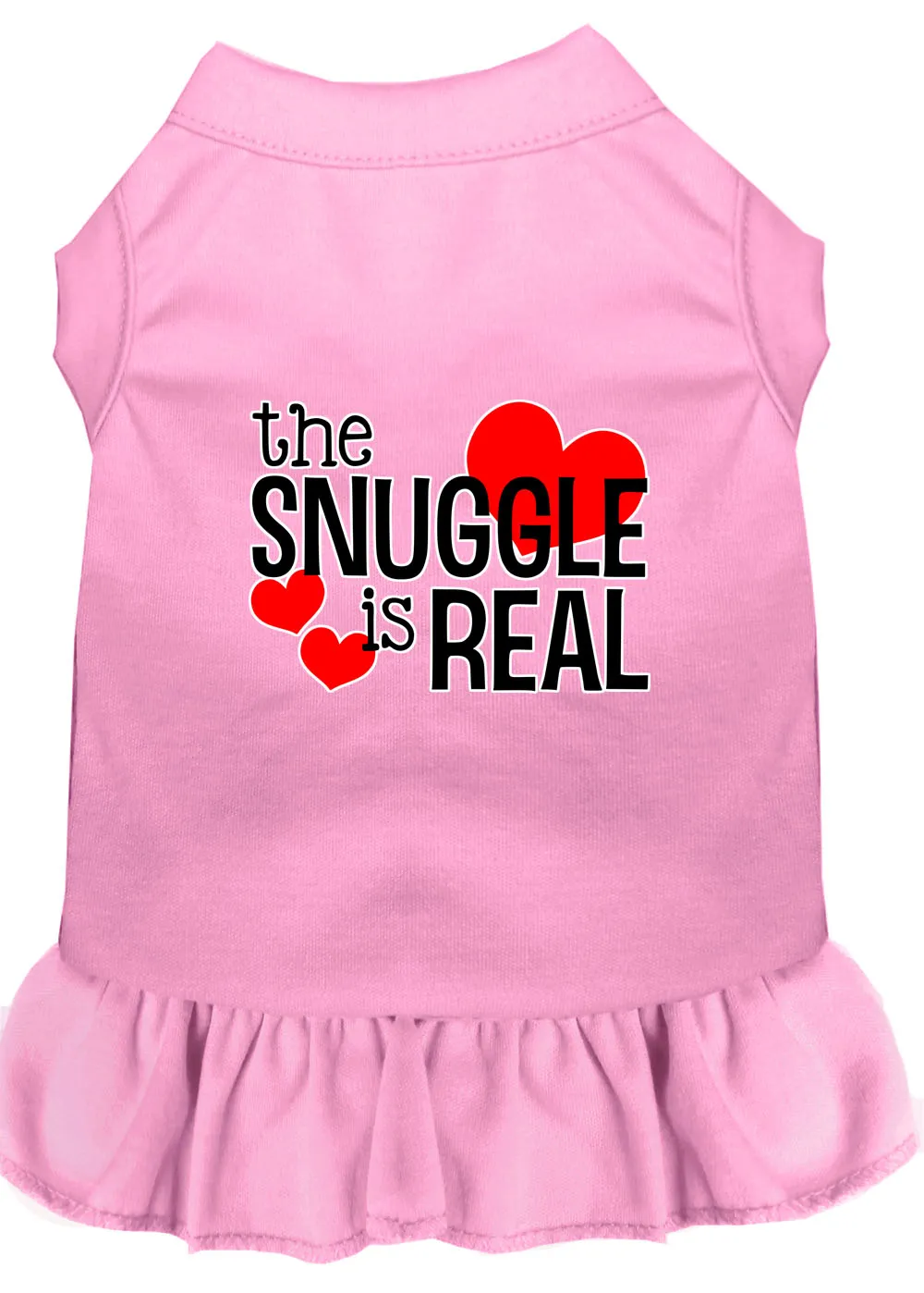 The Snuggle Is Real Screen Print Dog Dress Light Pink Med