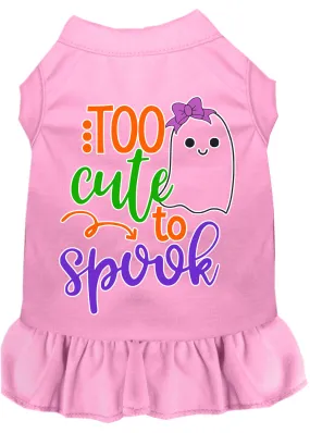 Too Cute To Spook-girly Ghost Screen Print Dog Dress Light Pink 4x