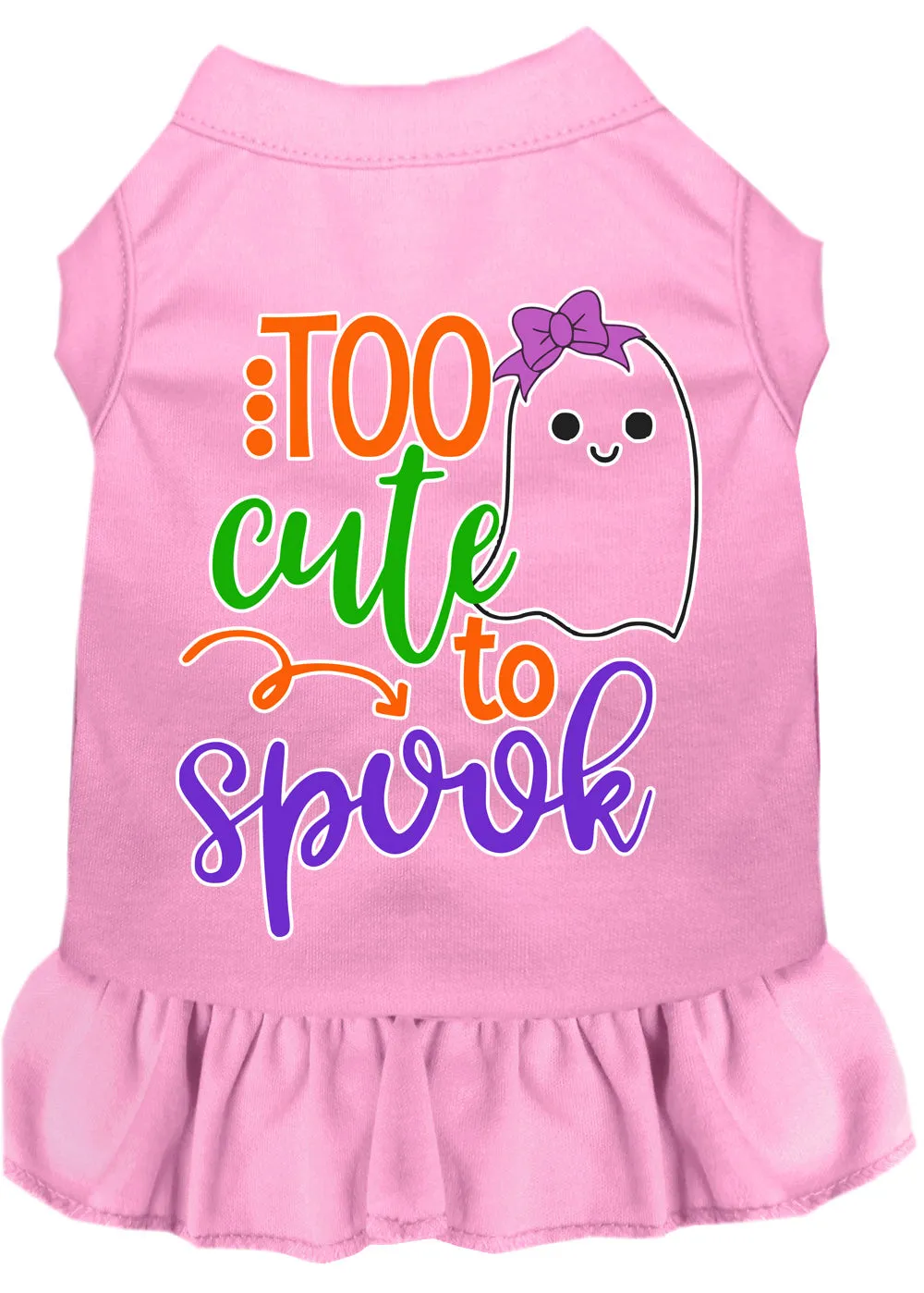 Too Cute To Spook-girly Ghost Screen Print Dog Dress Light Pink 4x