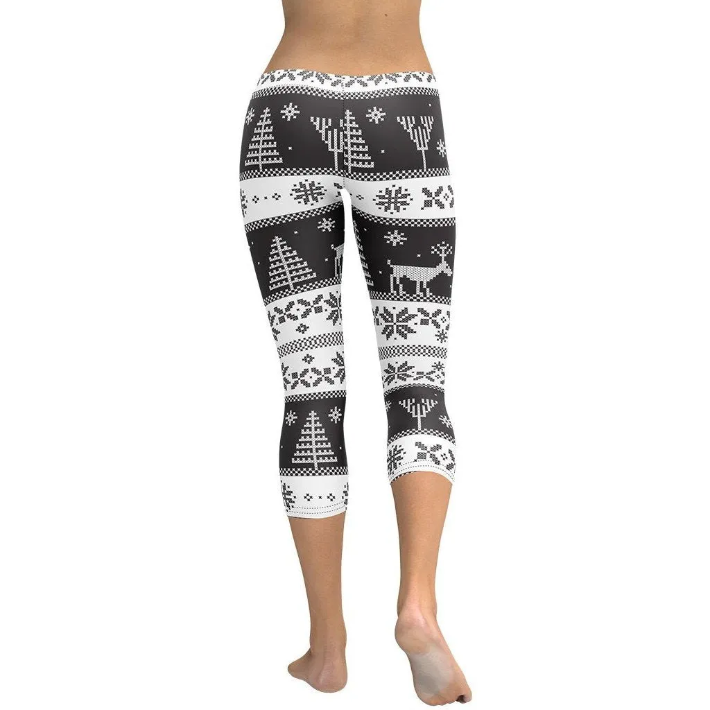 Vintage Black & White Christmas Capris